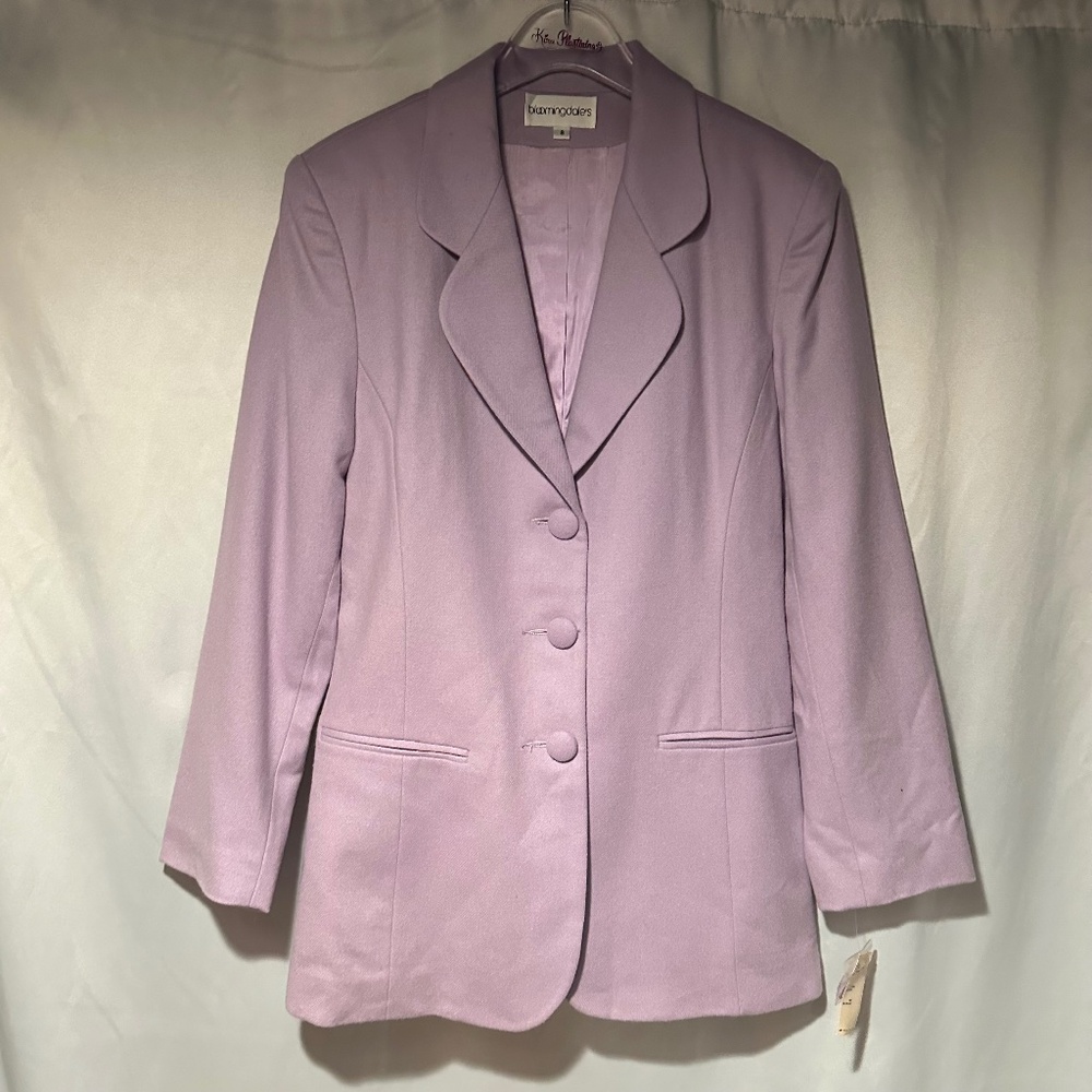 Vintage Lavender 100% Wool Single Breasted Womans Blazer Size 8